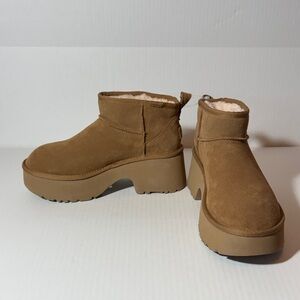 UGG Brown Suede Platform Ankle Booties